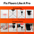 Floor-Fix Pro Easy Squeeze - Extra Strength Adhesive - Fix Loose & Hollow Tiles, Squeaky Wood & Laminate - Includes Built in 5/64” Syringe Tip - No Sealant Gun Required (10.1 Fl Oz)