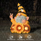 Joint Honglin Garden Funny Gnome Statue with Crystal Sunflower Lights