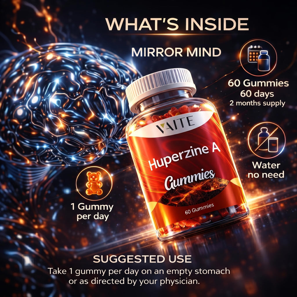 Huperzine A Supplement 200 mcg Gummies - Brain Supplements for Memory and Focus, Supports Cognitive Function & Mental Clarity - for Men, Women & Seniors - Non-GMO, Gluten-Free, 60 Vegan Chewables