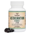 Astaxanthin 12mg Max Strength (Only Patented Astaxanthin (Astrareal) with 70+ Human Clinical Trials - World's Most Studied Brand) Grown, Harvested, and Made in The USA (Astaxantina) by Double Wood