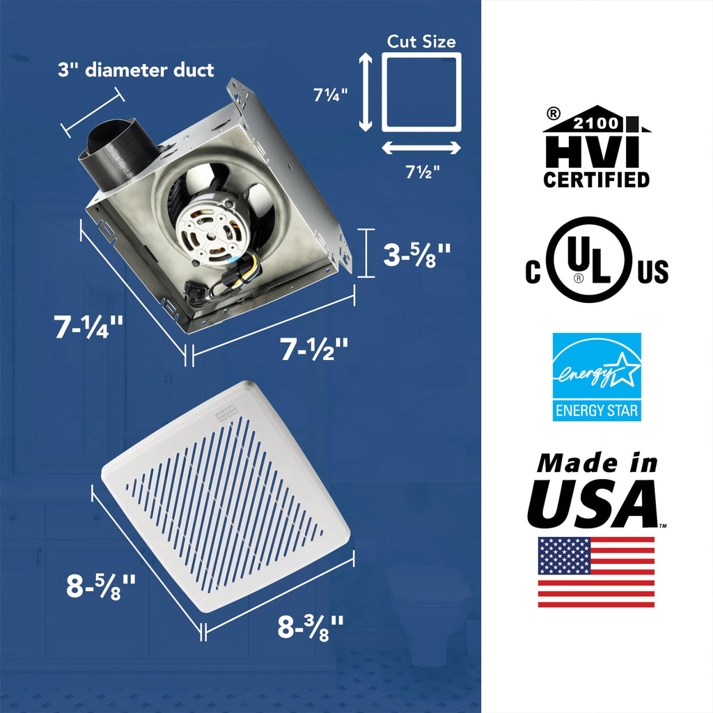 Broan-NuTone Bathroom Exhaust Fan, 50 CFM Modern Grille, Energy Star Fan, 2.0 Sones