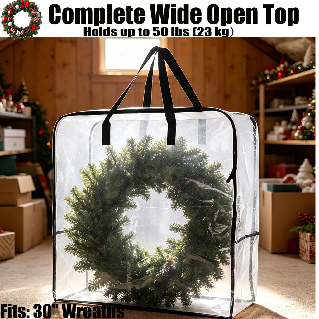5 Pack Wreath Storage Bag, Summer, Christmas Decoration Garland Container, 30 Inch Clear Door Wreath Organizers, Moving Boxes, Packing Supplies for College