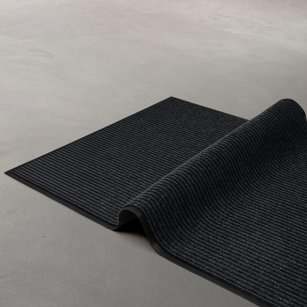 MaxMat Durable Rubber Door Mat - Heavy Duty, Indoor/Outdoor, Easy Clean, Waterproof, Low-Profile Mat for Entry, Patio, Garage - Stylish (Charcoal, 5' x 3' (Mud Trapper))