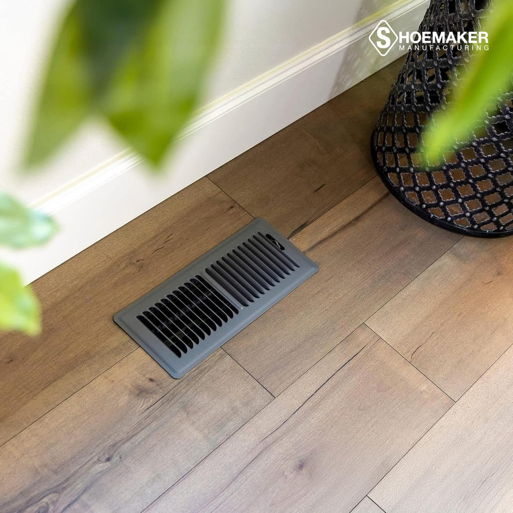 Shoemaker 4x12 Floor Register – Storm Gray Heavy Duty Metal Floor Vent Cover for Home Floors - Premium Forced Air Vent Covers