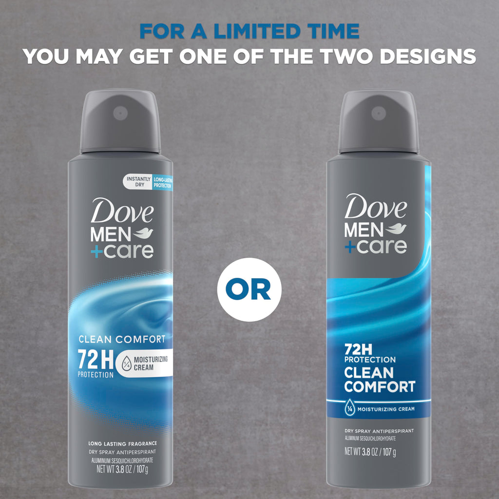 Dove Men Antiperspirant Dry Spray Deodorant Clean Comfort, 3 Pack, 3.8 oz