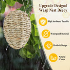 4 Pack Wasp Nest Decoy, Woven Reed Fake Wasp Nest for Outdoor Decor
