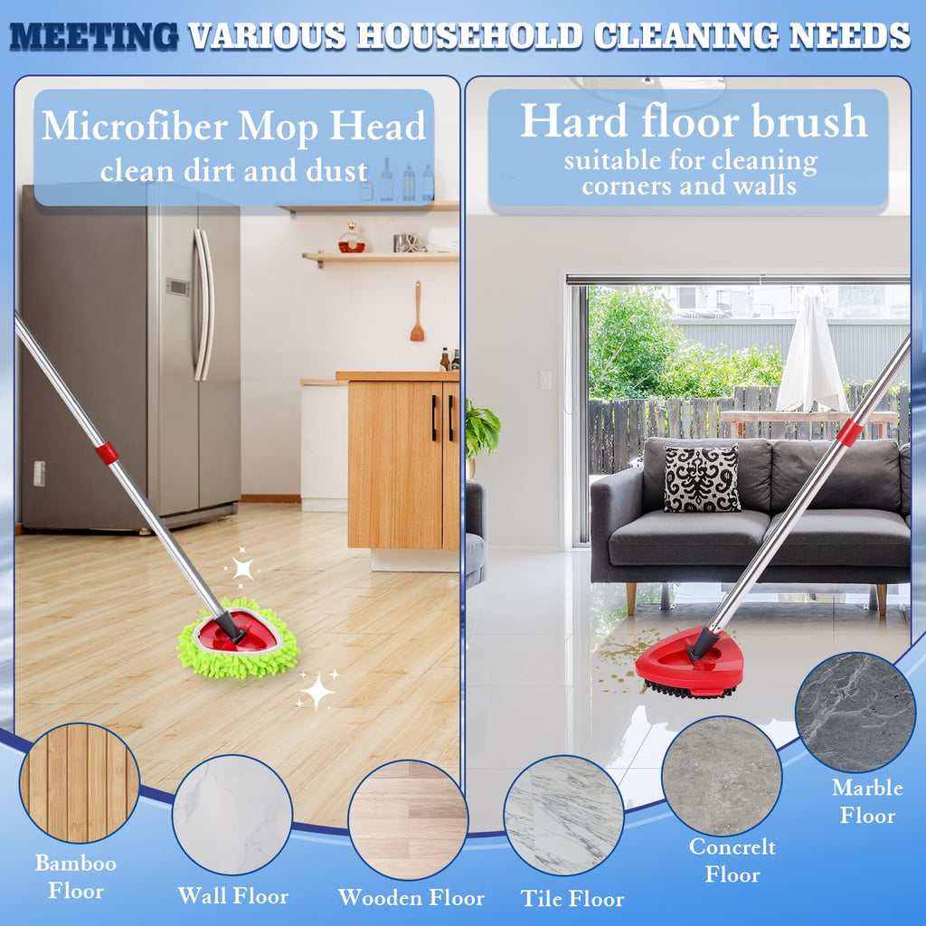 Wa.IE JiemiMicrofiber Spin Mop Refills Head Compatible for EasyWring 1-Tank System (6-Pack Set: Includes 1 Mop Scrub Brush + 1 Mop Base + 4 Pack Cleaning Floor Mop Head)