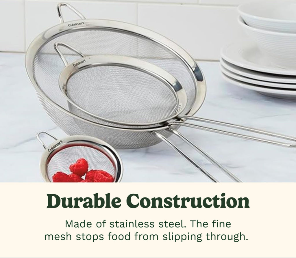 Cuisinart Mesh Strainers, Stainless Steel, Dishwasher Safe, 3-Count