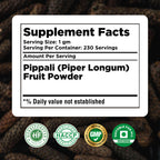 HerbsForever Pippali (Piper longum) Fruit, Powder |Cold Relief, Digestion & Gut Health Spices for Meat Seasoning| Wild Harvested-Non GMO, Vegan- 2X Potency,Ultra Clean,Steam Treated |230 GMS- ½LBS