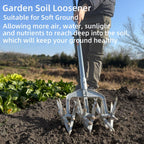 KLDOLLAR Rotary Cultivator, Hand Tiller Garden Tool with Sturdy Metal Tines