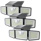 daphino 2500LM Solar Lights Outdoor with Motion Sensor,3 Head 270° Wide Angle Street Area Lights,IP65 Waterproof Security Lighting with 3 Modes(Remote,3 Pcs)