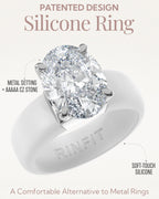 Rinfit Silicone Ring with Stone, Oval Cut CZ - Wht/Sil, Size 6