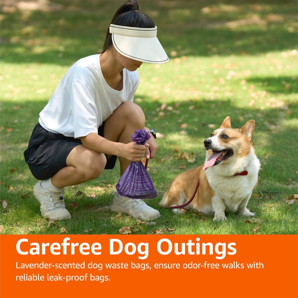Amazon Basics Premium Dog Poop Bags, 600 Count, Enhanced Leakproof, Premium Lavender Scented