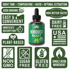 Peak Performance USDA Organic Burdock Root Liquid Drops Supplement - Vegan Extract Oil Herb Tincture for Women and Men - Zero Sugar, Gluten Free, Non-GMO Supplements - 2 fl oz