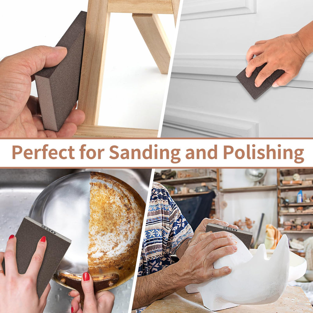 8 Pack Sanding Sponge Block, Wet Dry Sandpaper Sand Paper for Drywall Wood