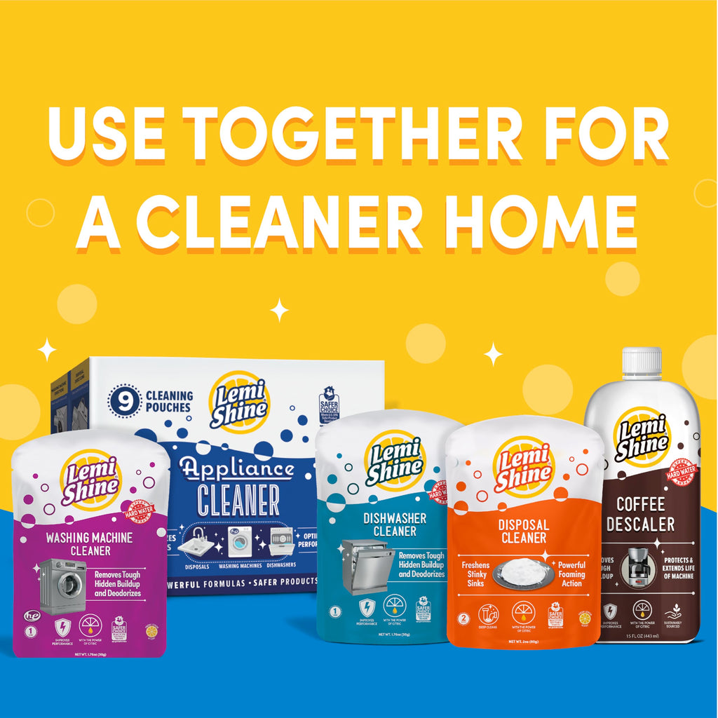 Lemi Shine Appliance Cleaner & Deodorizer - Dishwasher, Washing Machine, and Garbage Disposal Citric Acid Cleaner - 22.5 oz (9 Pack)