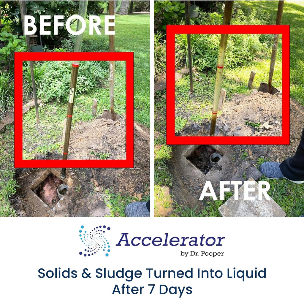 Accelerator by Dr. Pooper Drain Field Cleaner Tablets (20 Count) - Septic Tank Treatment for Clogs, Odor & Sludge - 90% Less Plastic - 10 Month Supply - Aerobic & Anaerobic Systems - Easy Flush