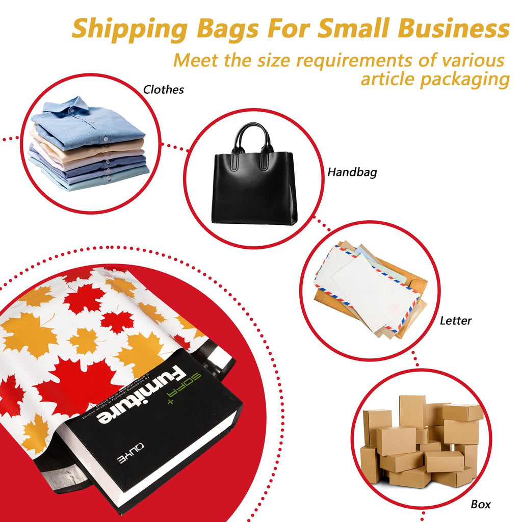Poly Mailers 14.5x19 Inch 50 Pcs - Maple Leaf printed Shipping Bags, 2.4mil Thickness, Waterproof and Tear Resistant Mailing Envelopes, Self-Sealing Packaging Bags for Small Business