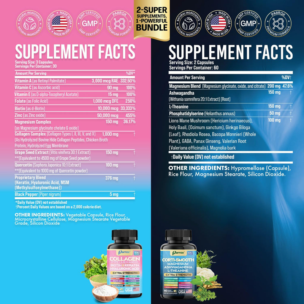 Cortisol & Collagen Support Bundle, Ashwagandha, Shining Serenity Set