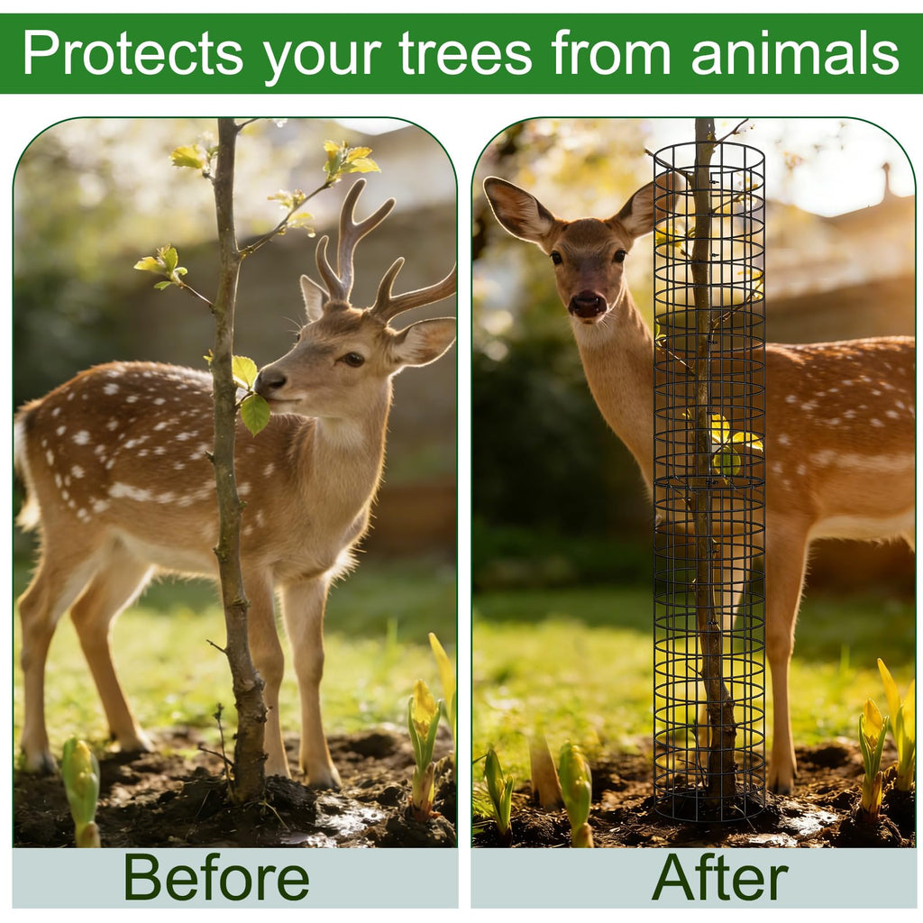 Augshy 10-Pack Tree Trunk Protectors, 17 × 13 Inch Expandable Metal Guard