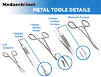 Medarchitect Suture Practice Complete Kit (30 Pieces) for Medical Student Suture Training, Include Upgrade Suture Pad with 14 Pre-Cut Wounds, Suture Tools, Suture Thread & Needle