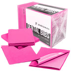 PlastCare USA Disposable Dental Bibs 13"x18" - 3 Ply Waterproof Tattoo Bib Sheet for Patients - Dentist or Medical Tray Cover and Nail Table Cover Supplies, Fuchsia Hot Pink
