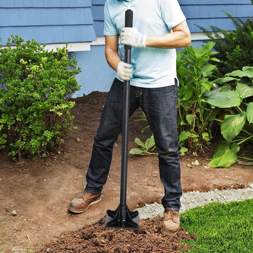 Tamper Tool Heavy Duty, 8x8 Inch Hand Steel Tamper Tool with 59 Inch Handle, Garden Ground Tamper for Leveling Soil, Gravel, Asphalt, Driveway