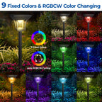 CINOTON 6 Pack RGBCW Solar Pathway Outdoor Lights, 3 Lighting Modes Solar LED Garden Light, IP65 Waterproof Outside Solar Powered Landscape Lighting for Patio Walkway Yard Driveway RGB/Warm/Cold White