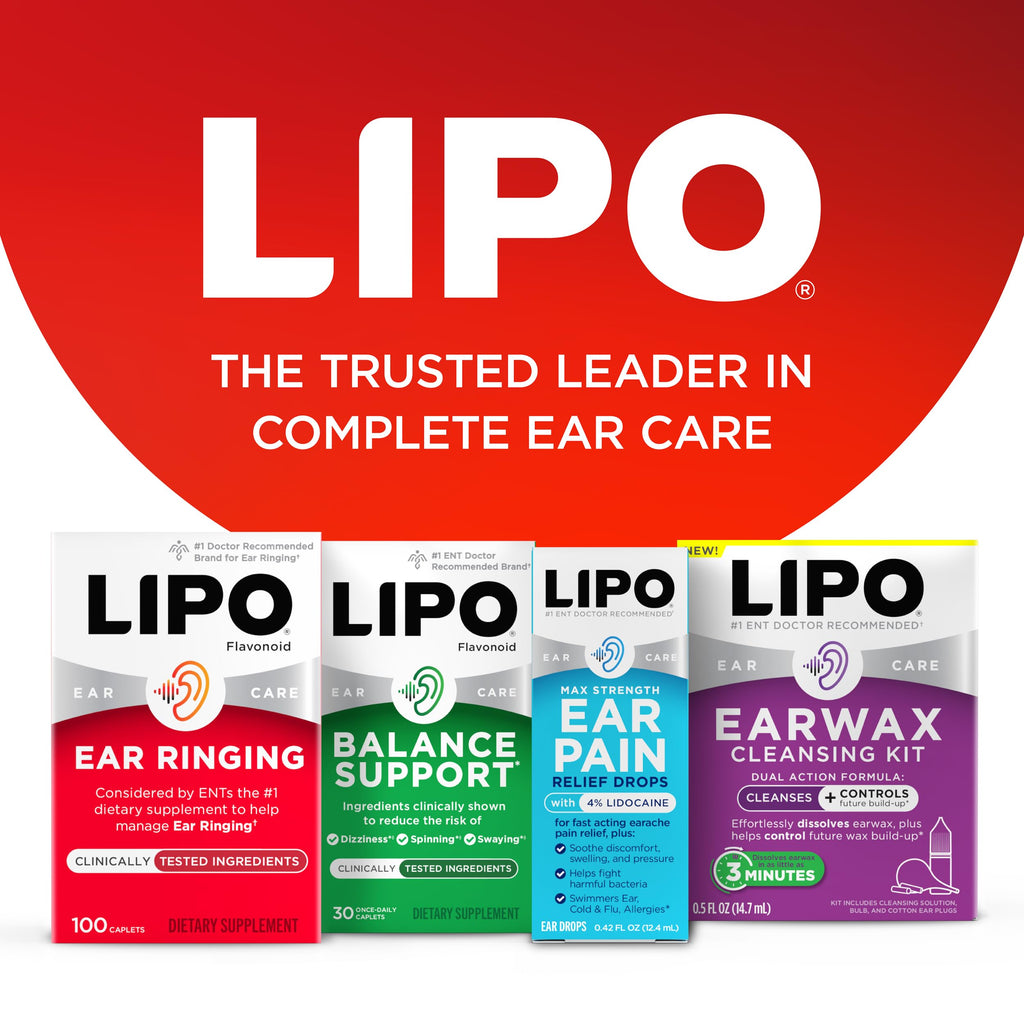 Lipo Flavonoid Ear Ringing - Doctor-Recommended for Ringing Ears – Clinically Proven Lemon Bioflavonoid Complex with Vitamins C, B1, B2, B6, B12, & Calcium - 500 Caplets