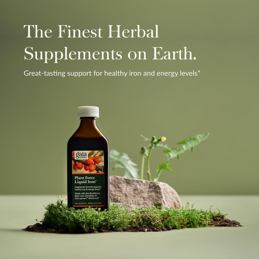 Gaia Herbs Plant Force Liquid Iron - Vegetarian Iron Supplement to Help Maintain Healthy Iron & Energy Levels - with Star Anise, Sea Buckthorn, Beet Root, Dandelion & Nettle - 8.5 Fl Oz (25 Servings)