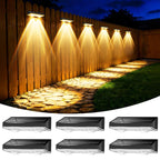 Toeuie Solar Fence Lights Outdoor, 6 Pack Ultra-Bright 85LM Fence Lights Solar Powered, 9 RGB Color Modes, IP65 Waterproof, 12H Dusk to Dawn Glow for Pool/Deck/Patio/Wall/Backyard - Black