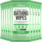XL Bathing Wipes - Body Wipes for Adults Bathing No Rinse - 10 Pack, 120 Wipes - Disposable Cleansing Cloths for Women, Men & Elderly - W/Aloe - Shower Wipes - Camping & Travel Essentials