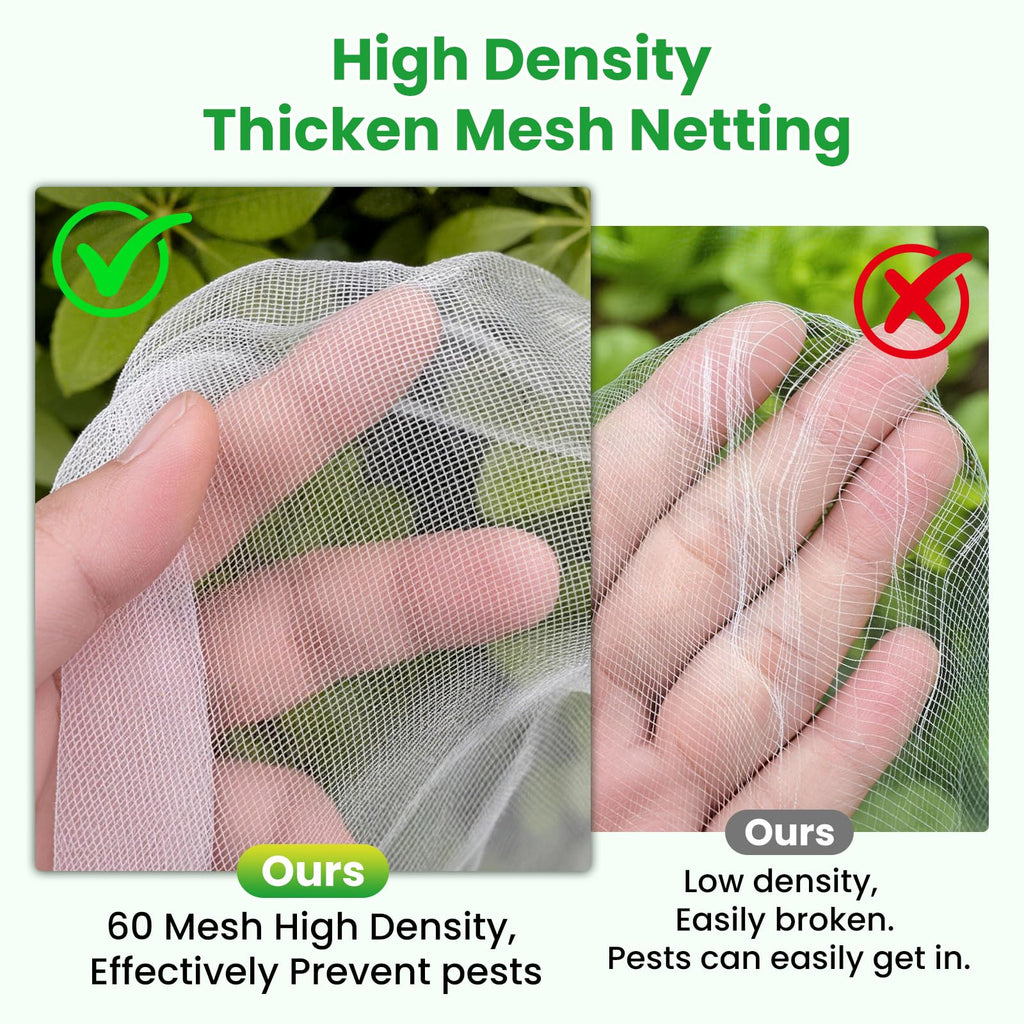 Garden Netting, 10x50Ft Thicken Ultra Fine Mesh Insect Netting, Garden Netting for Raised Beds, Greenhouse Row Cover Barrier for Birds Animals, Garden Mesh Netting for Vegetable Flowers Fruits