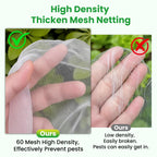 Garden Netting, 10x50Ft Thicken Ultra Fine Mesh Insect Netting, Garden Netting for Raised Beds, Greenhouse Row Cover Barrier for Birds Animals, Garden Mesh Netting for Vegetable Flowers Fruits