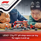 LEGO City F1 Pit Stop & Pit Crew with Ferrari Car Toy - Model Race Car Toy Building Playset for Kids - F1 Collectible for Fans - 6 Year Old Boy & Girl Birthday Gift - 60443