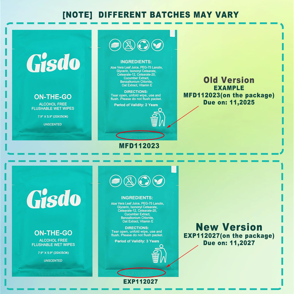 Gisdo 100 Pcs Flushable Wet Wipes Individually Wrapped Travel Unscented Wet Wipes Flushable Toilet Tissue for Butt, Hands, Face Cleaning, Portable Size, Ideal for Daily Use