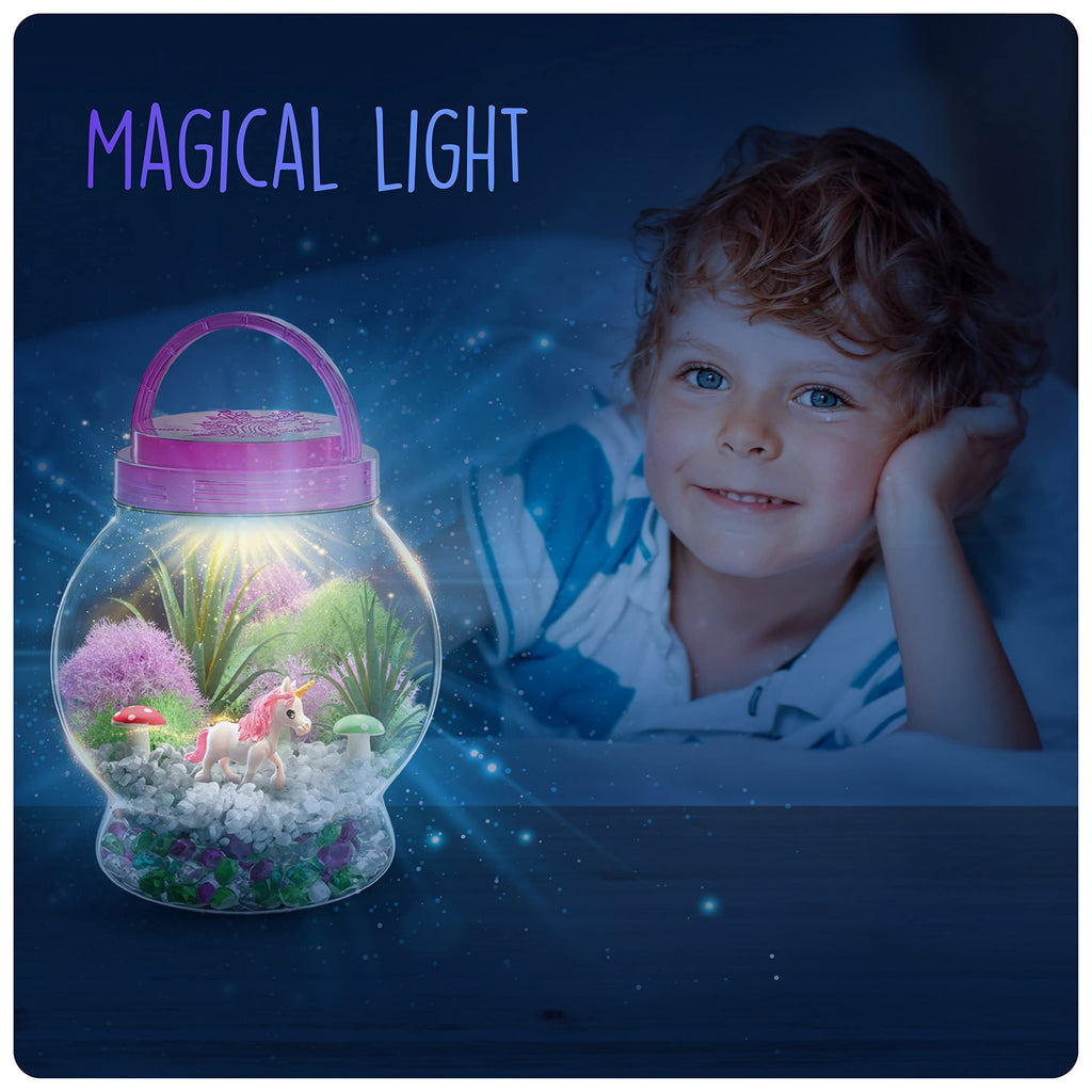 Dan&Darci Light-Up Unicorn Terrarium Kit for Kids - Kid Birthday Gifts - Best Unicorn Toys & Activities Kits Presents - Arts & Crafts for Little Girls & Boys Age 4 5 6 7 8-12 Year Old Girl Gift