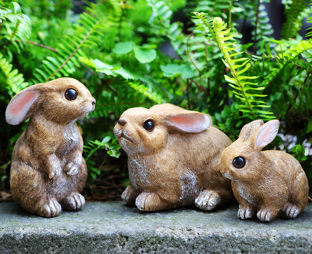 Bunny Decor Set of 3 Resin Easter Garden Statues Outdoor Indoor Home Yard