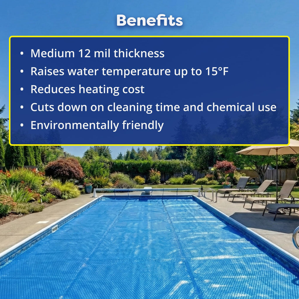 In The Swim 15' x 30' Premium Blue Oval Solar Pool Cover 12 Mil for Solar Heating Above Ground Pools and Inground Pools