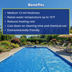 In The Swim 15' x 30' Premium Blue Oval Solar Pool Cover 12 Mil for Solar Heating Above Ground Pools and Inground Pools