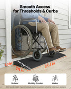 VEVOR 1.6" Rise Cuttable Threshold Ramp for Doorways, 35.4" Wide Natural Rubber Wheelchair Ramp, Non-Slip Solid Rubber Ramp with Double-Sided Tape for Doorways,Driveways,Bathroom,Smooth Tile
