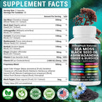 PrimalPeak Naturals Sea Moss Black Seed Oil Ashwagandha Ginger Burdock Bladderwrack Turmeric & Vitamin C Vitamin D3 with ACV Elderberry Chlorophyll Dandelion Yellow Dock Vegan Capsules - 120 Count
