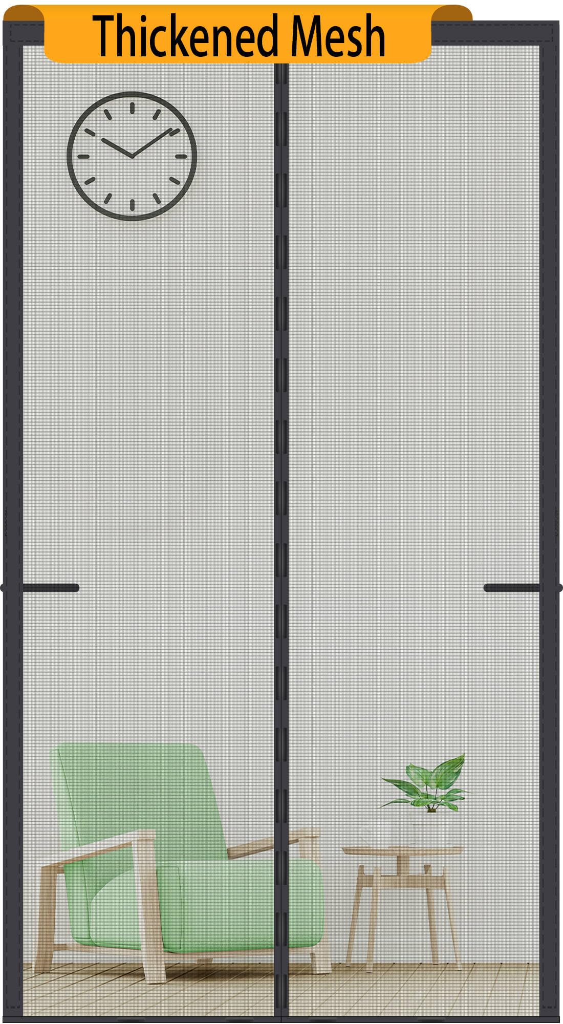 Upgraded Magnetic Screen Door Thicker 250g/m² Reinforced Mesh,36 Longer Magnets,Door Screen Magnetic Closure for Single Door,Screen Size 34 x81 Inch,Fit Doors to 32 x 80 Inch