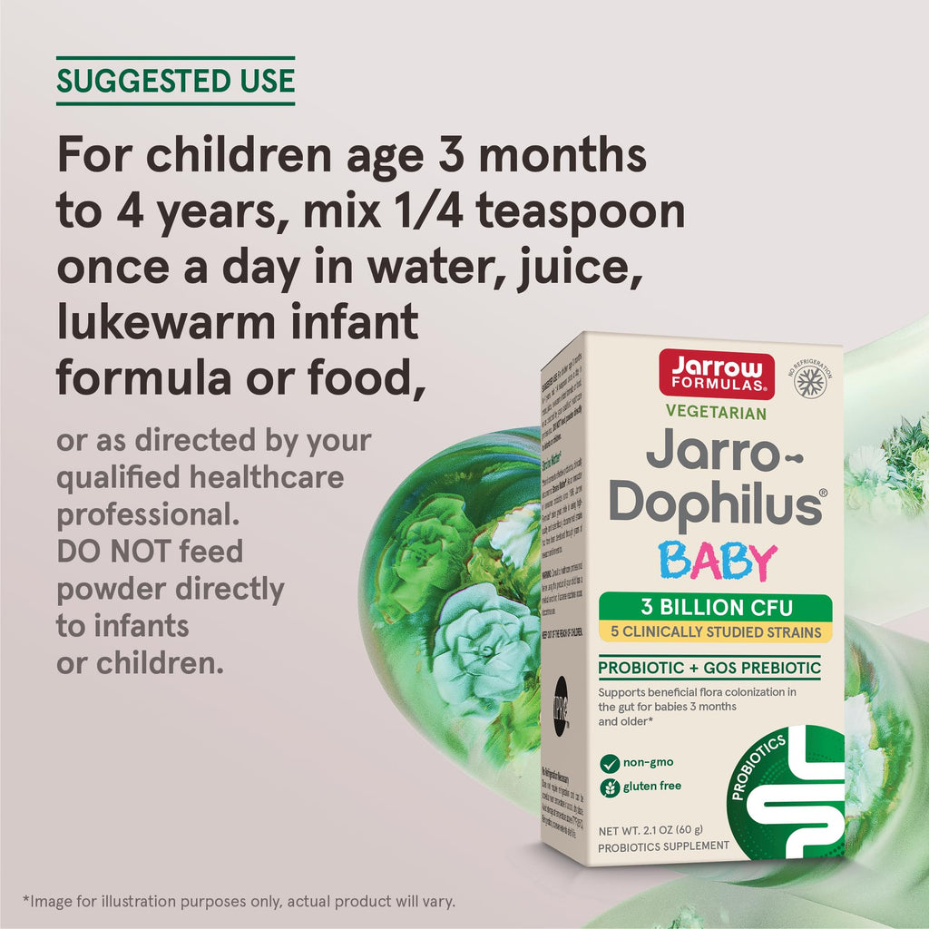 Jarrow Formulas Jarro-Dophilus Baby + GOS - 2.1 oz Powder - Supports Intestinal Health for Babies 3 Months to 4 Years - 60 Servings