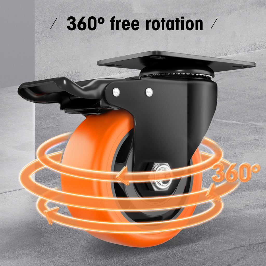 ASRINIEY 3" Caster Wheels - Heavy Duty Casters Set of 4 Dual Locking Swivel