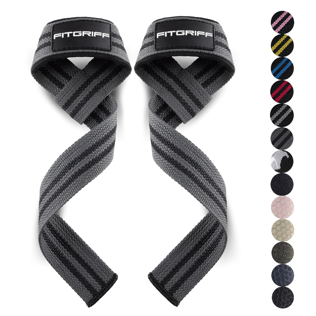 Fitgriff�� Lifting Wrist Straps for Weightlifting, Gym, Deadlift, Workout (Made of Premium Cotton & Padded) - Men & Women (Standard, Grey)