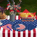 QZYL 122 PCS 4th of July Decorations, 30 Sets 250th Anniversary Patriotic Plates and Napkins, Disposable Fourth of July Paper Plate and Napkin Tablecloth Forks, USA Flags Memorial Day Party Supplies