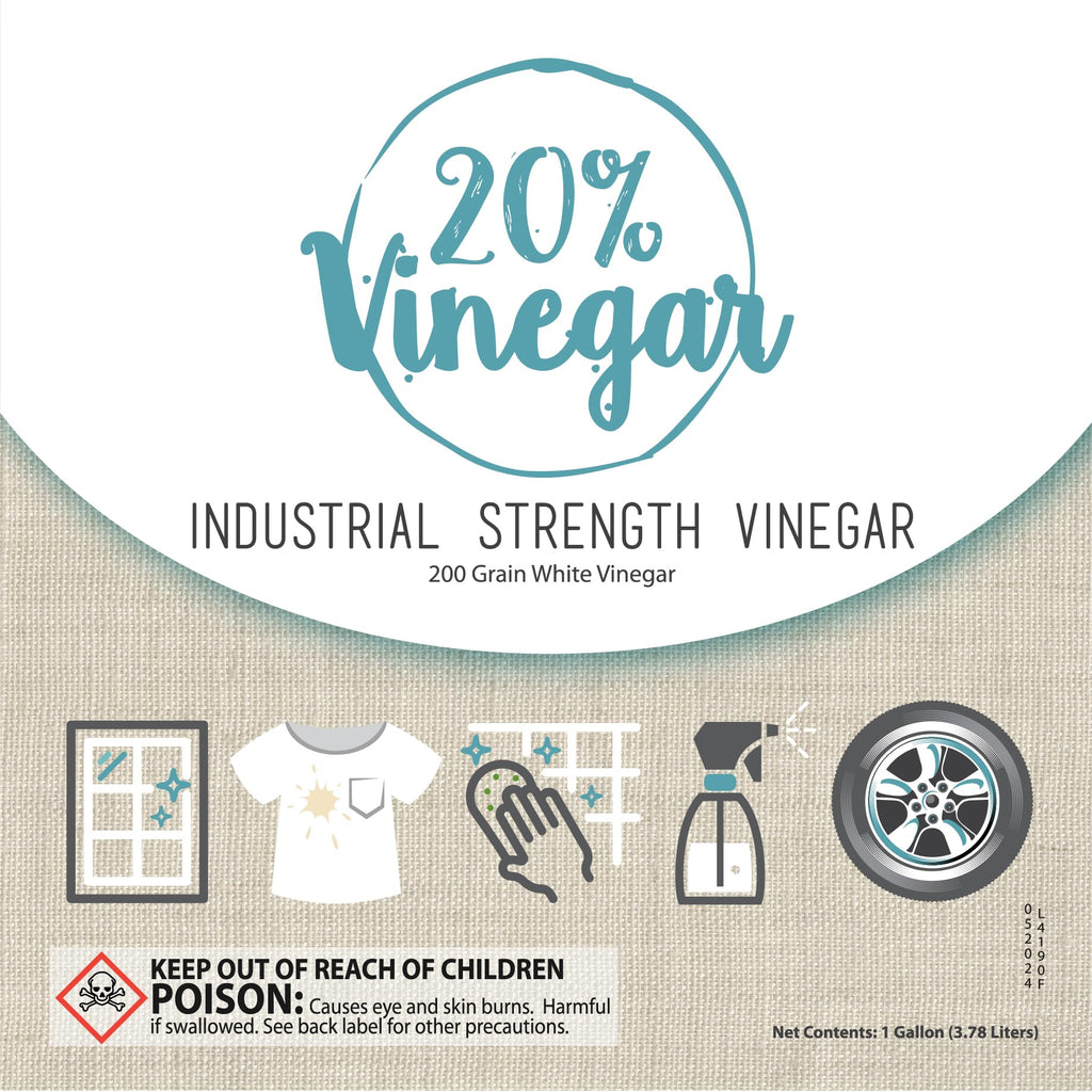 20% Professional Grade Concentrated Vinegar | Dilutes to 4 Gallons of Multipurpose Cleaning Vinegar | 4x Power Vinegar | Hundred's of Industrial & Home Uses