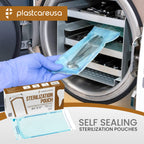 1000 5.25 x 10 Self Sealing Sterilization Pouches - Autoclave Sterilizer Bags Pouch for Sterilizing Dental Medical Instruments and Cleaning Tools - Latex-Free, Color Changin Indicator by PlastCare USA