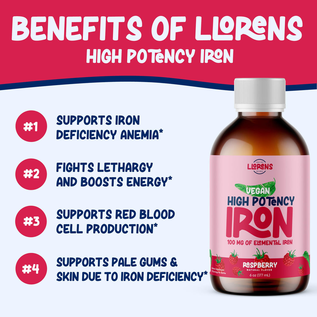 Iron Deficiency Raspberry Iron Supplement Liquid Iron High Potency Iron for Women & Adults by ...